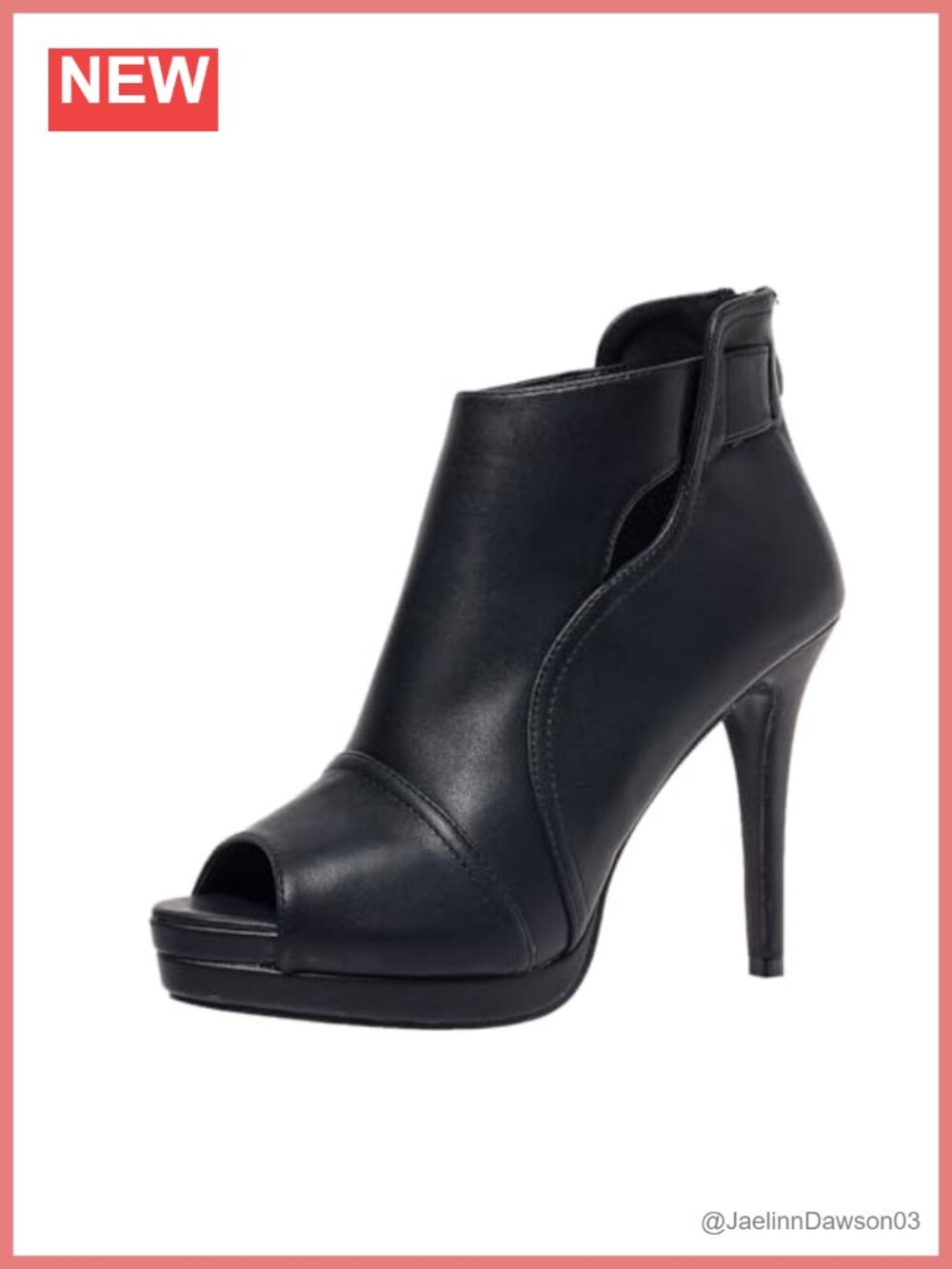 Open Toe Stiletto Heel Ankle Booties Peep Toe Faux Leather